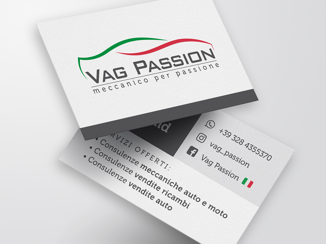 Biglietti da visita realizzati su carta speciale Vag Passion.