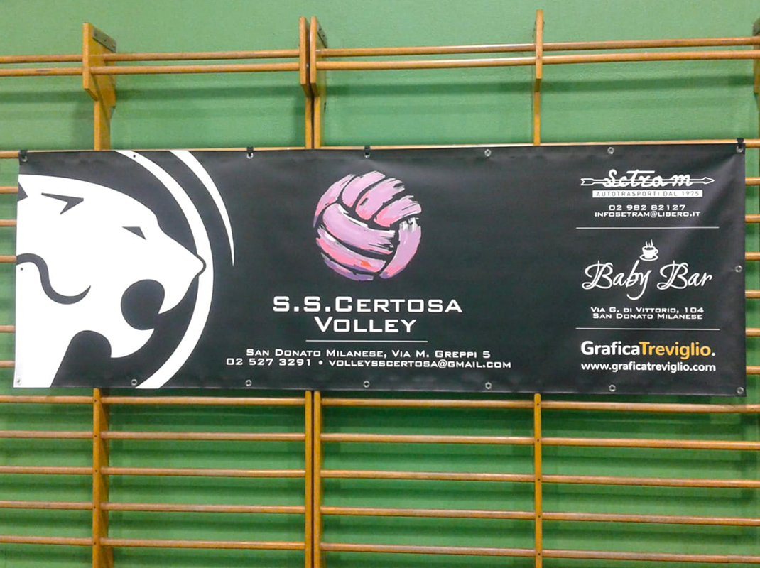 Produzione striscione e cartellone 3x1m di S.S.Certosa Volley di San Donato Milanese.