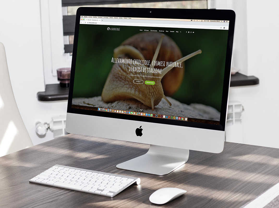 Ideazione sito web WordPress responsive per tablet, smartphone mobile e portatili per Chiocciolè. chiocciolebio.com.